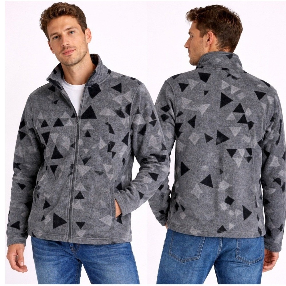 The North Face Men's L Gray Geometric Outdoor Hike Jacket Coat READ